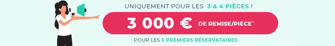 3000 euros de remise sur les 3 et 4 pieces